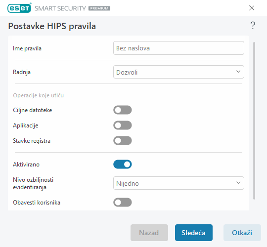 Postavke HIPS pravila