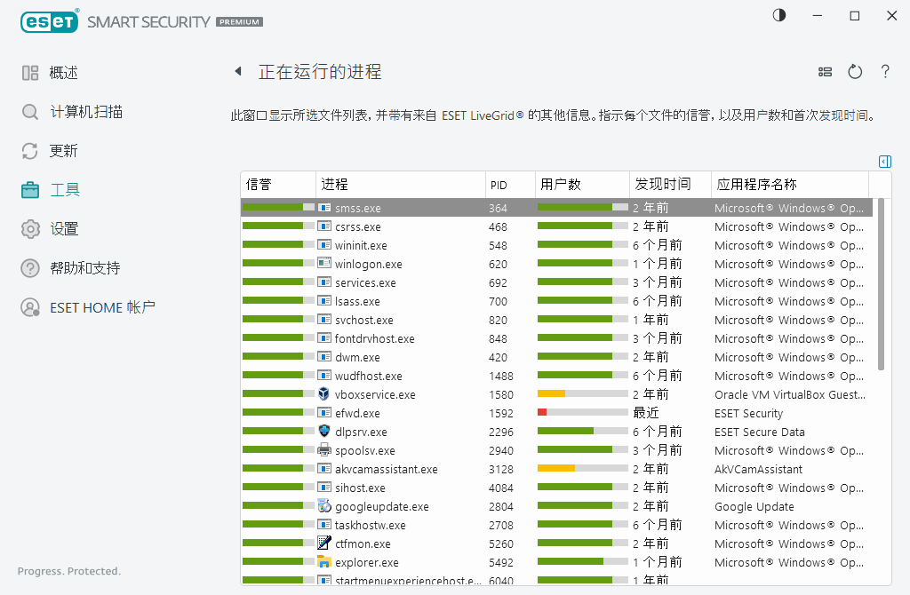 正在运行的进程 正在运行的进程