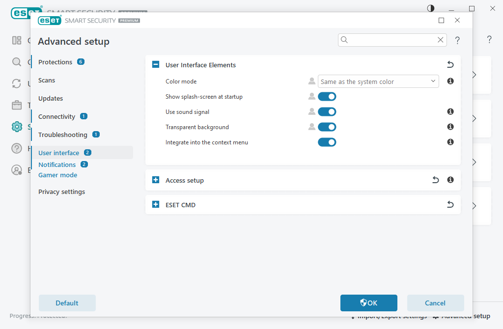 User interface elements