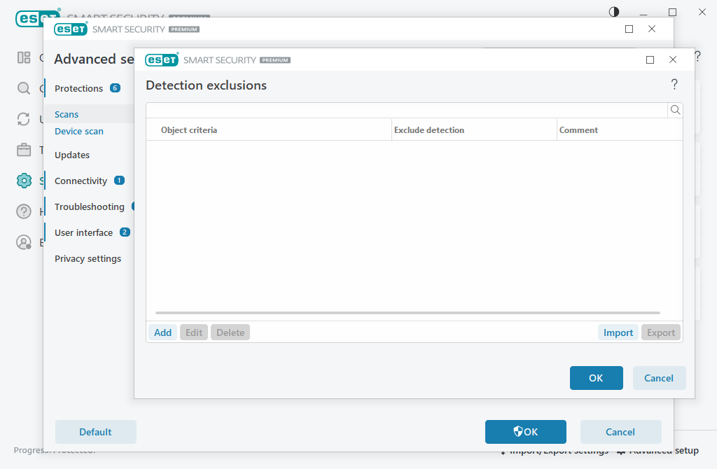 Detection exclusions Detection exclusions