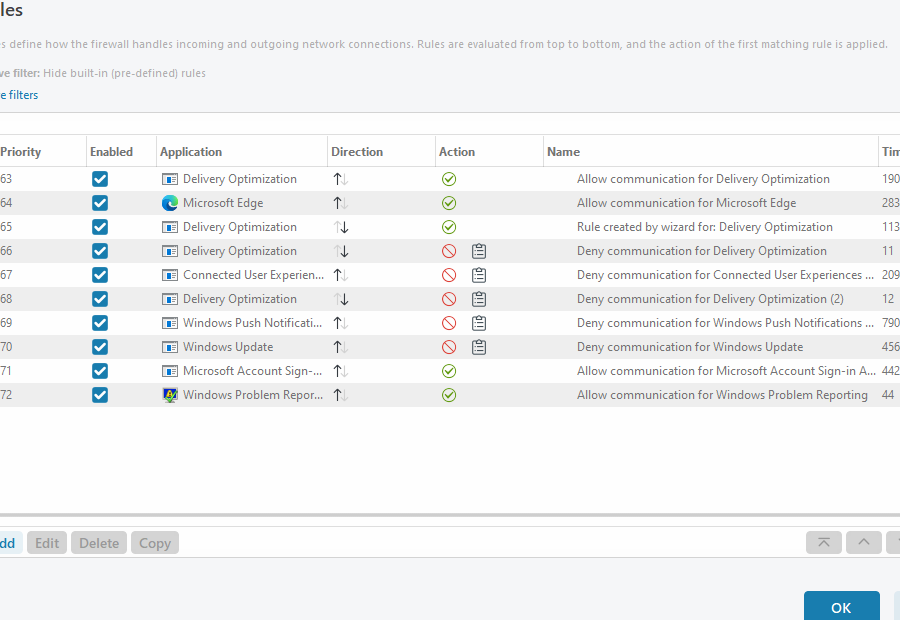 Firewall rules
