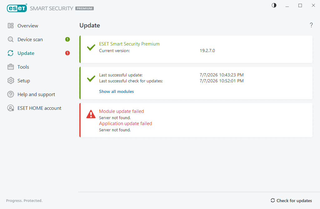 Modules update failed Modules update failed