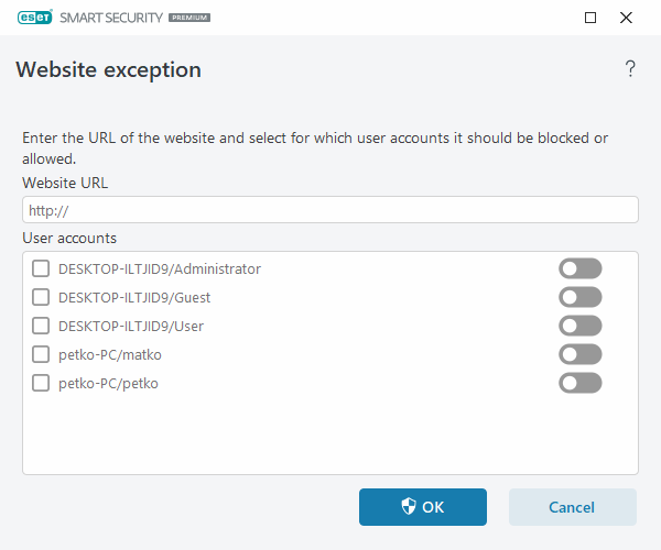 Website exception