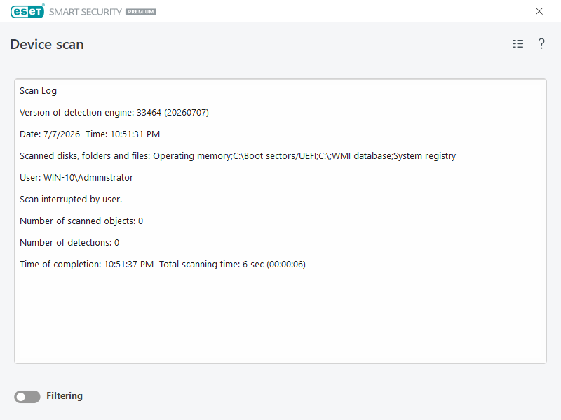 Computer scan log