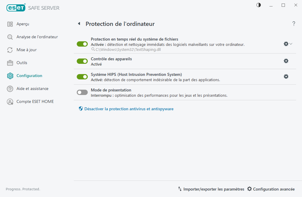 Protection de l'ordinateur