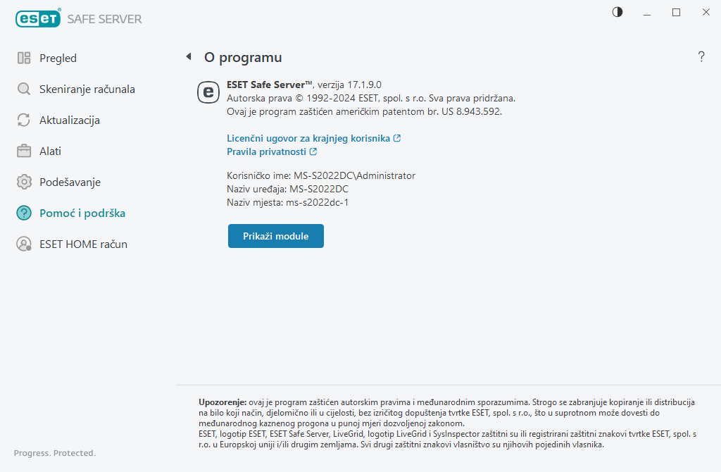 Pojedinosti o instaliranoj verziji Pojedinosti o instaliranoj verziji