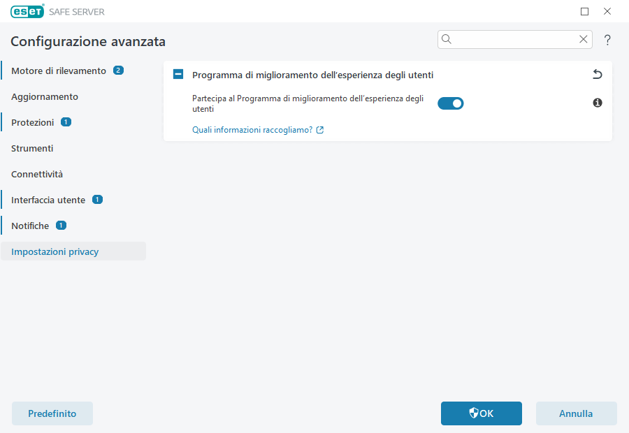 Impostazioni privacy