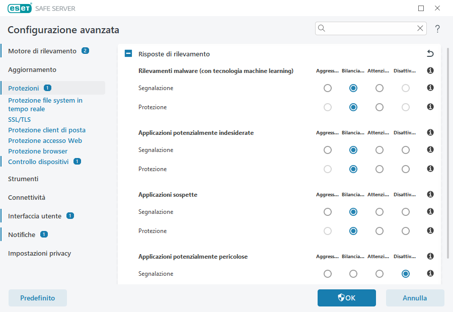 Configurazione avanzata Configurazione avanzata