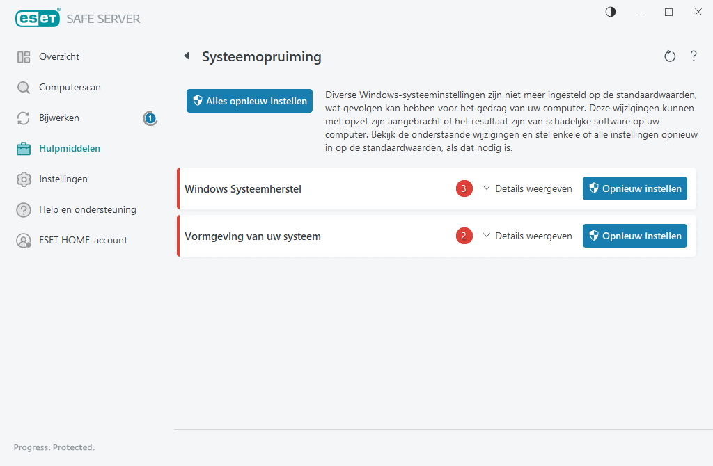 Systeeminstellingen opnieuw configureren Systeeminstellingen opnieuw configureren