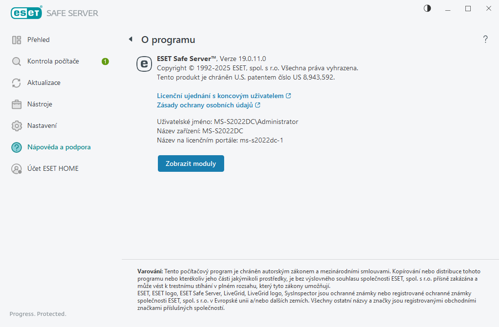 Podrobnosti o nainstalované verzi