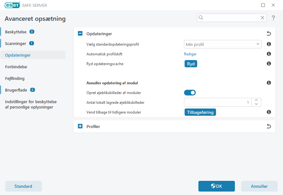 Annuller opdatering af modul Annuller opdatering af modul