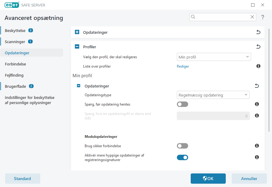 Annuller opdatering af modul
