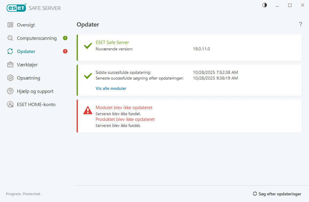 Modulet blev ikke opdateret Modulet blev ikke opdateret