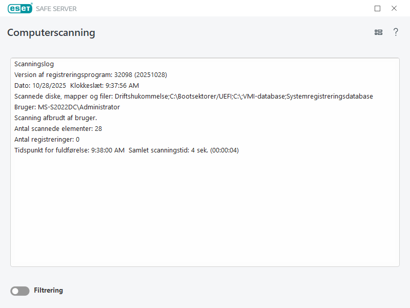 Computerens scanningslog Computerens scanningslog