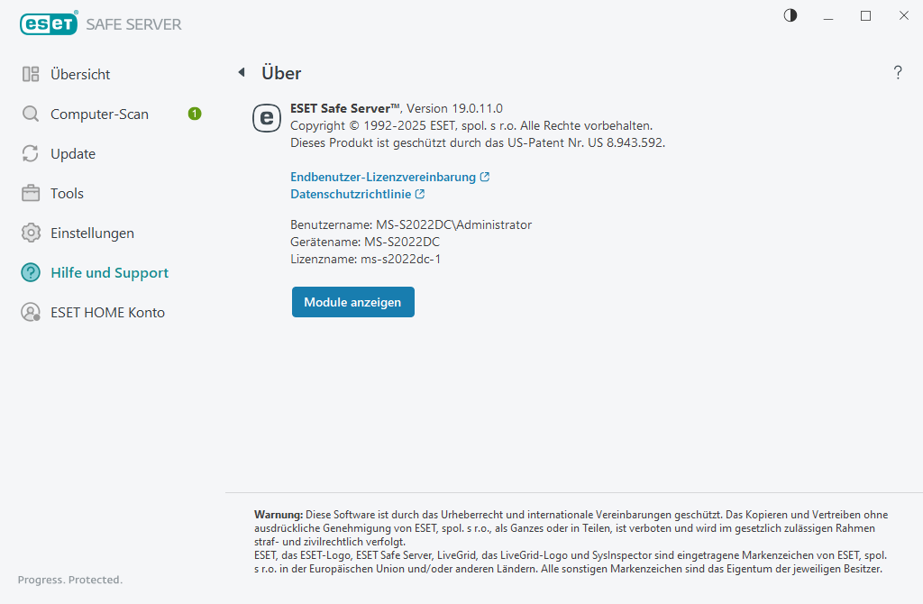 Details zur installierten Version