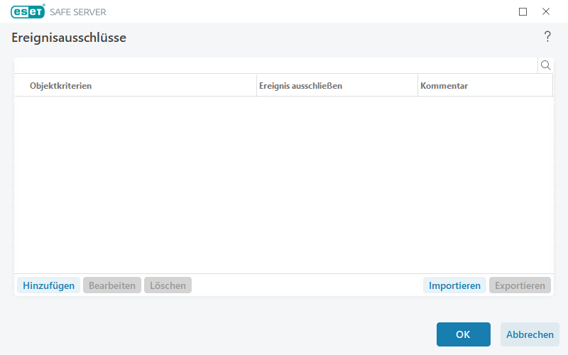 Ausgeschlossene Ereignisse