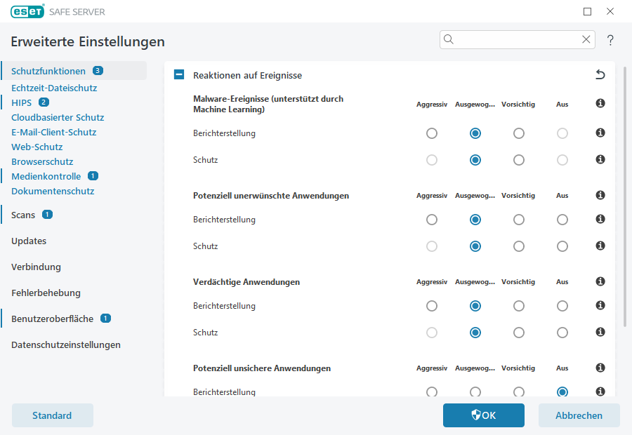Erweiterte Einstellungen Erweiterte Einstellungen