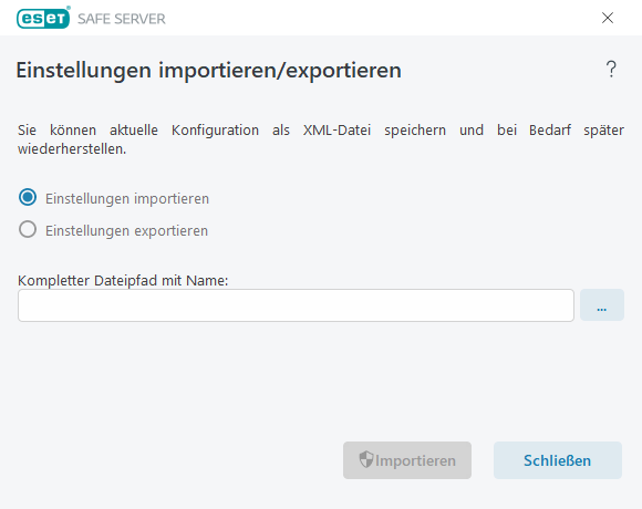 Import-/Export-Einstellungen Import-/Export-Einstellungen