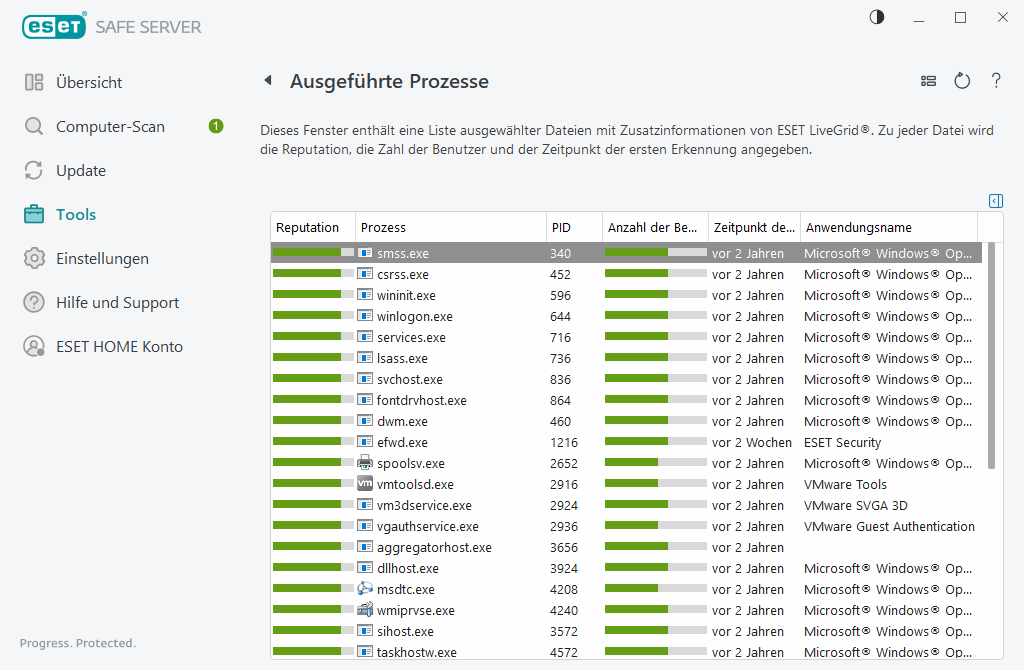 Ausgeführte Prozesse