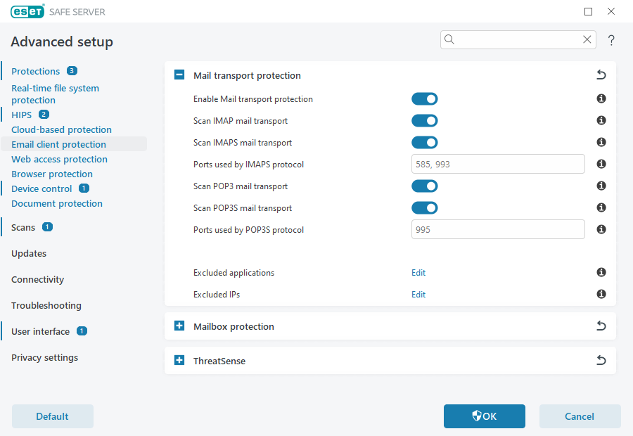 Mail transport protection Mail transport protection