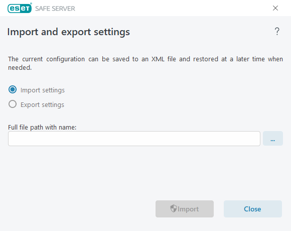 Import and export settings Import and export settings