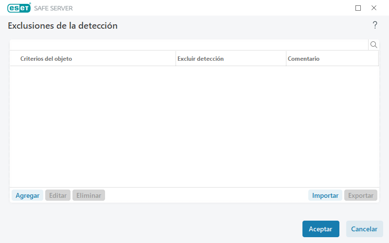 Detecciones excluidas