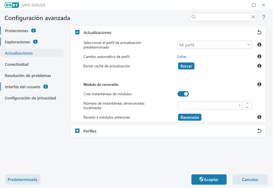 Opción de actualizaciones adicionales