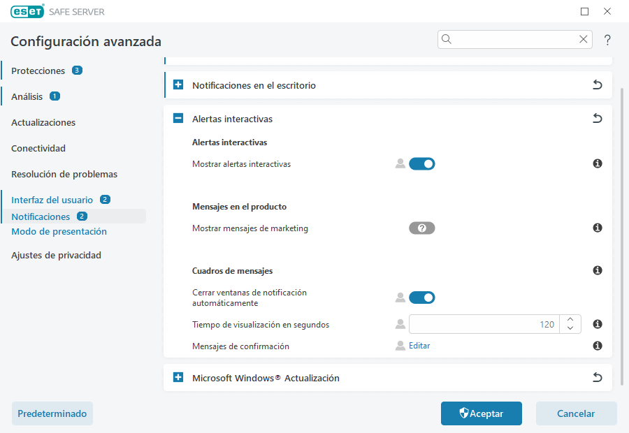 Alertas interactivas