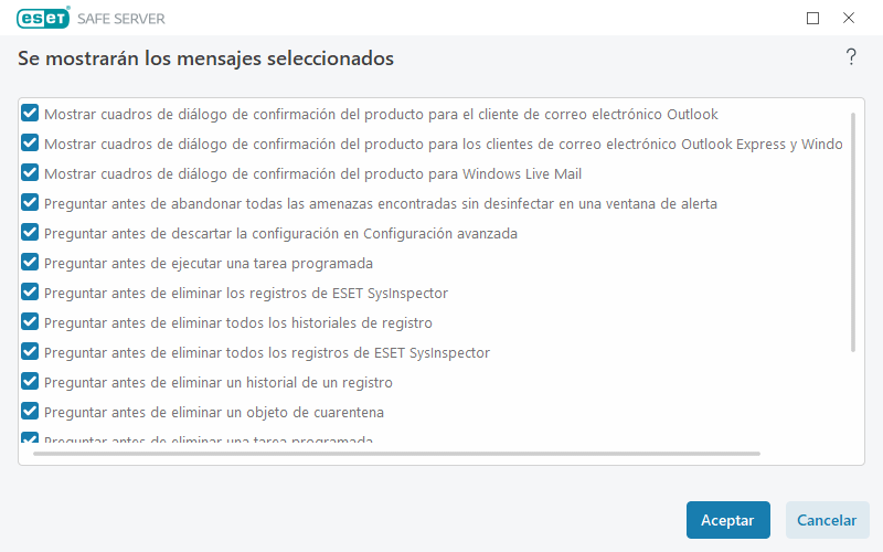 Mensajes de confirmación