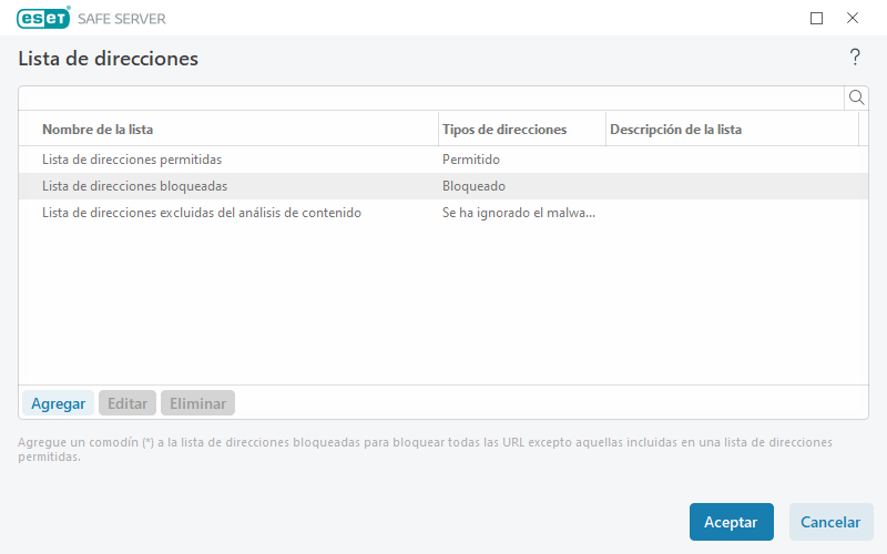 Administración de listas de URL Administración de listas de URL