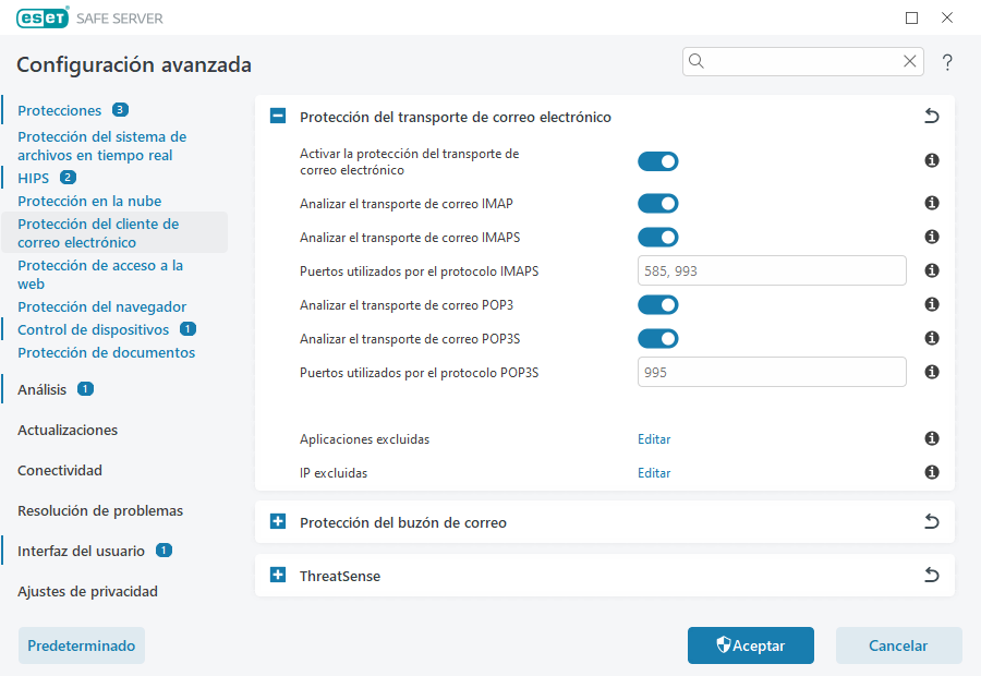 Protección del correo electrónico Protección del correo electrónico