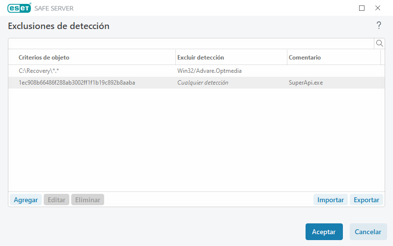 Exclusiones de rendimiento Exclusiones de rendimiento