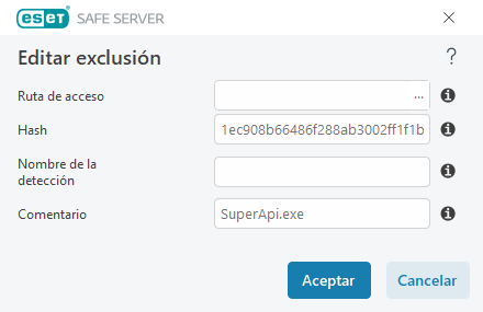 Editar exclusión Editar exclusión
