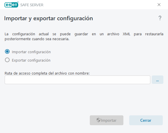 Importar y exportar configuración Importar y exportar configuración