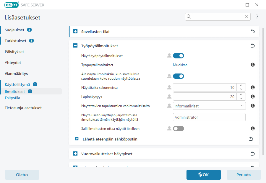 Työpöytäilmoitukset