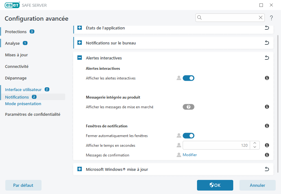 Alertes interactives