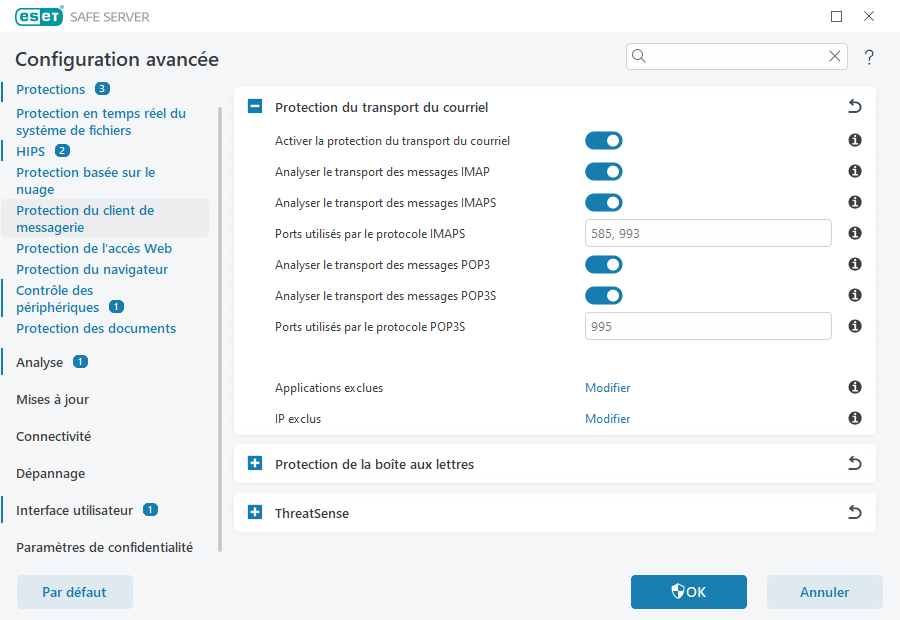 Protection du transport de messagerie Protection du transport de messagerie