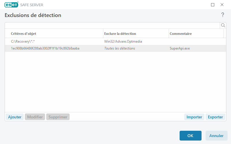 Exclusions de performance Exclusions de performance