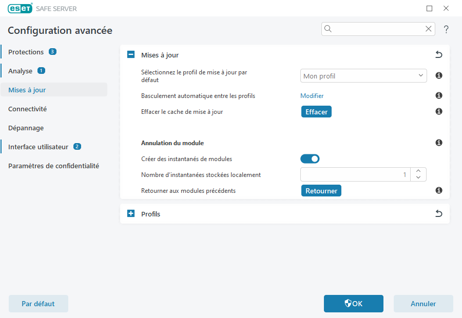 Annuler les modifications du module