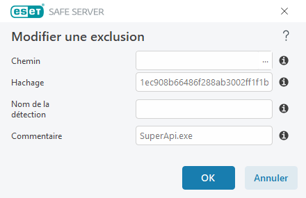 Modifier une exclusion
