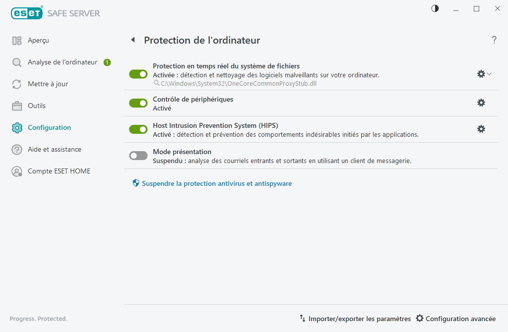 Protection de l'ordinateur