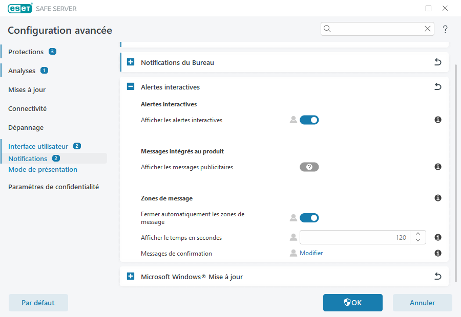 Alertes interactives