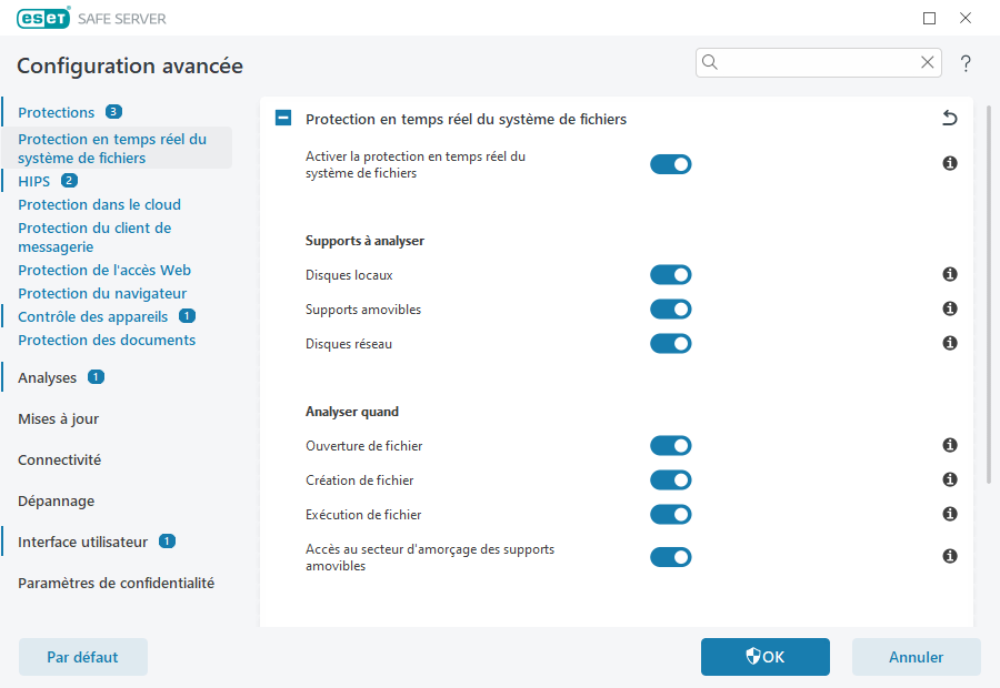 Protection en temps réel du système de fichiers