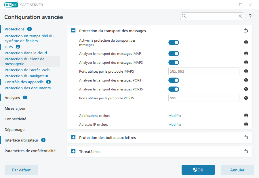Protection du transport des messages