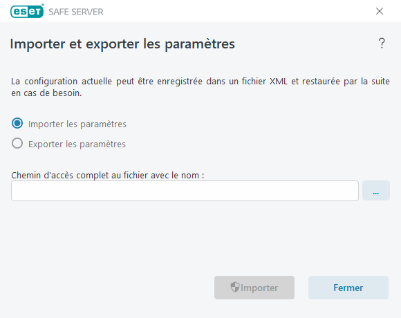 Importer et exporter les paramètres Importer et exporter les paramètres