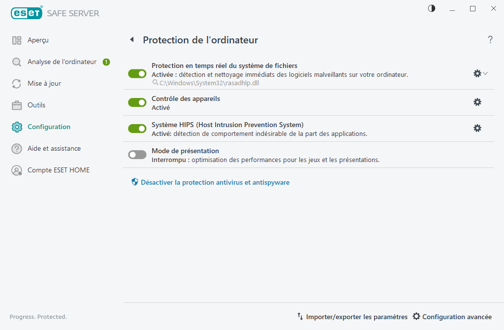 Protection de l'ordinateur