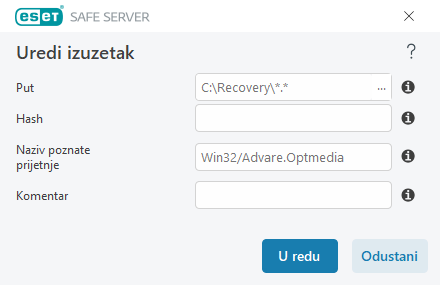 Uredi izuzetak Uredi izuzetak