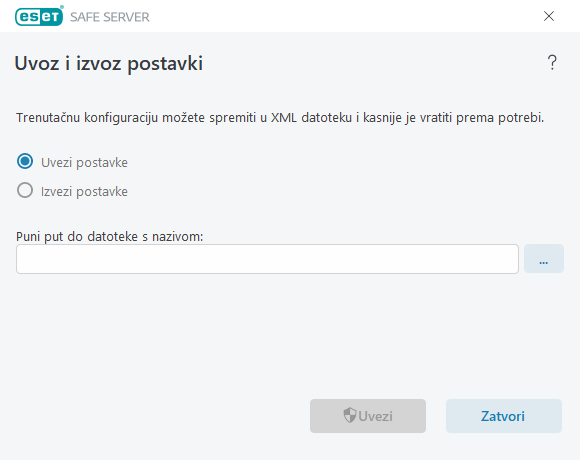 Uvoz i izvoz postavki