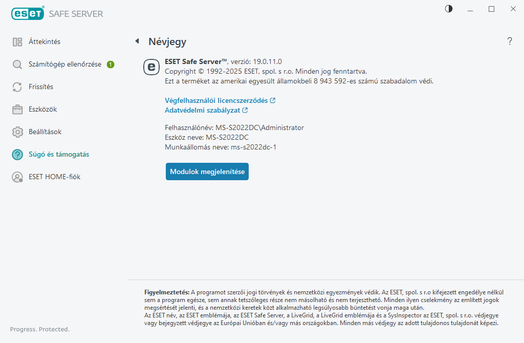 Részletek a telepített verzióról Részletek a telepített verzióról