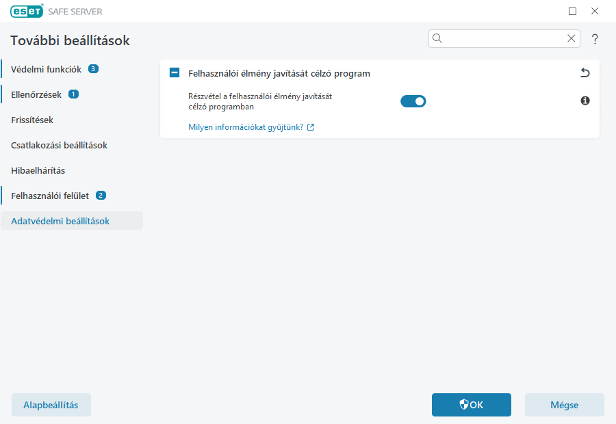 Adatvédelmi beállítások